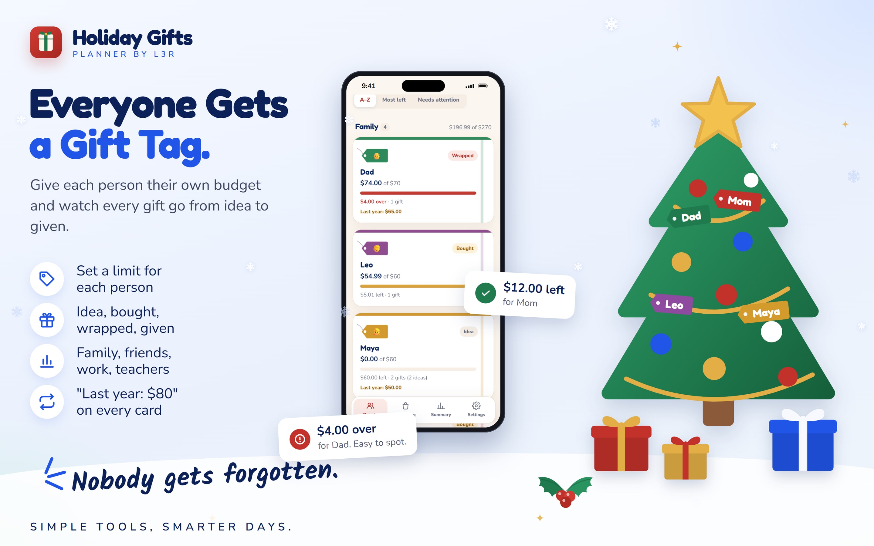 Holiday Gifts Planner, screen 3 of 7