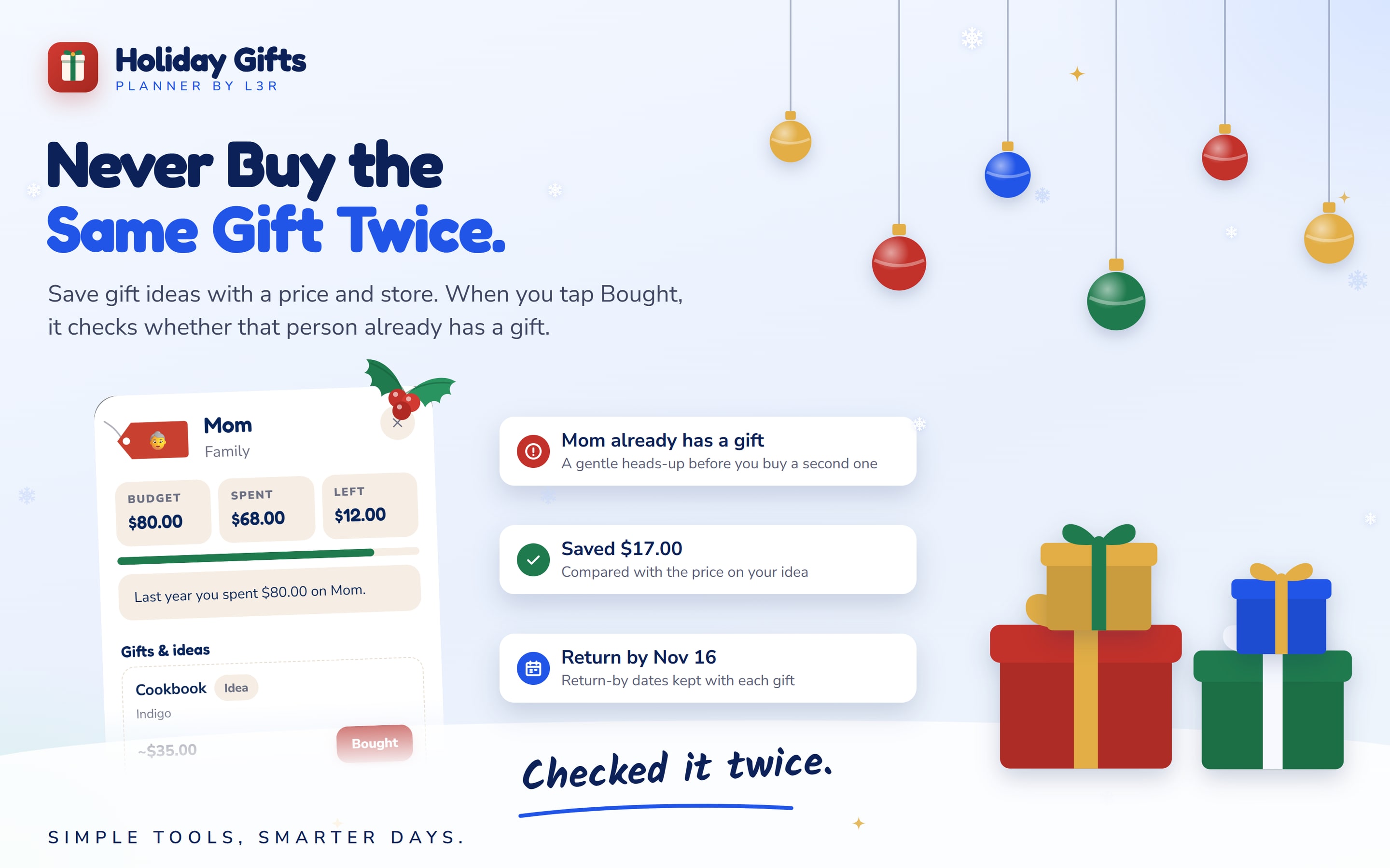 Holiday Gifts Planner, screen 4 of 7