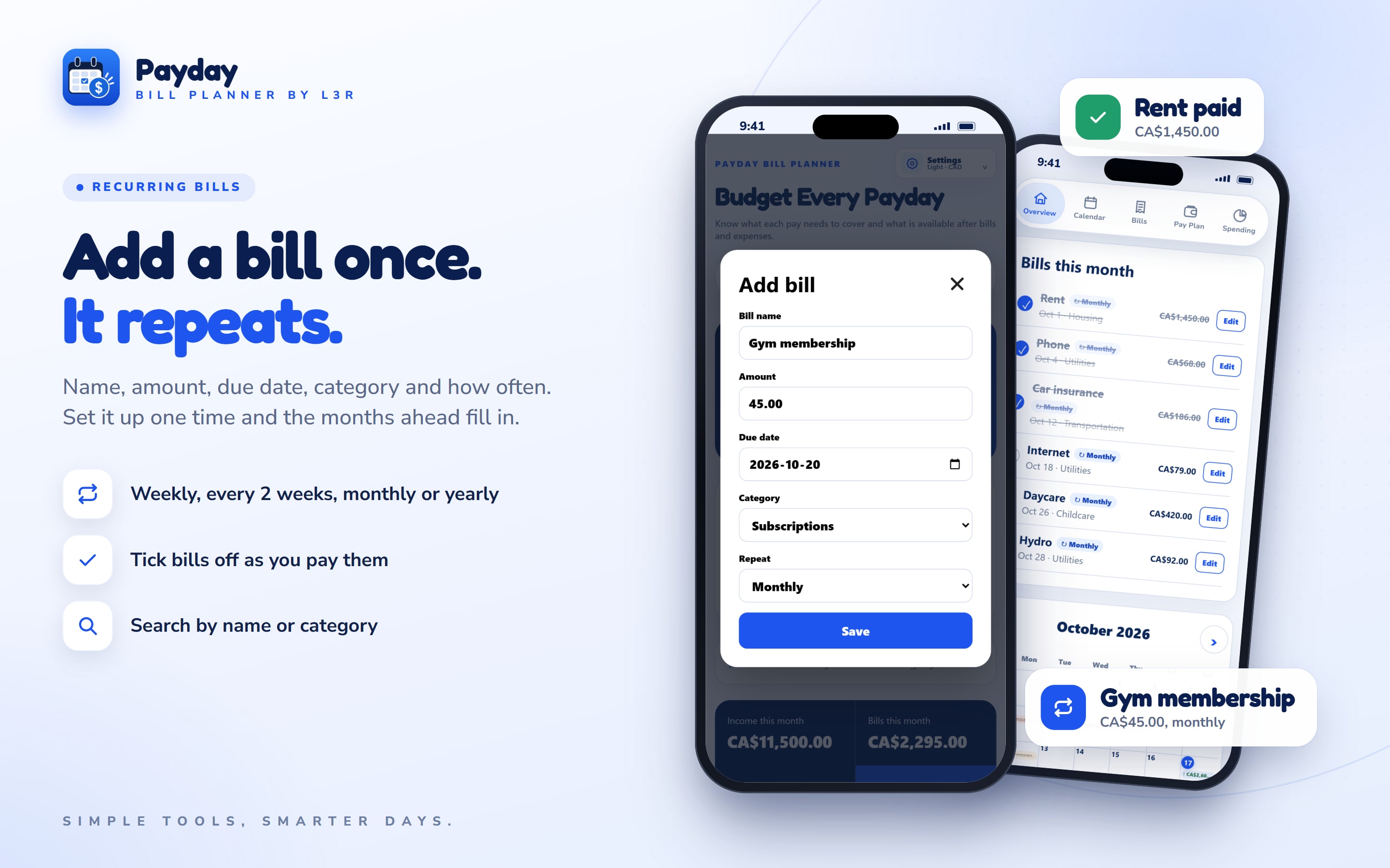 Payday Bill Planner, screen 5 of 9